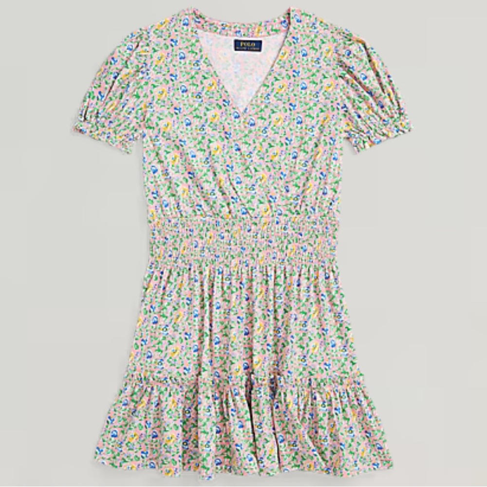 Polo Ralph Lauren Floral Faux-Wrap Cotton Jersey Dress. Size 16 - Picture 4 of 16